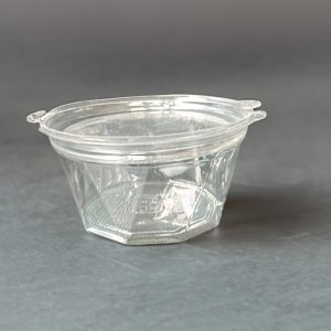 DIAMOND-CUT ROUND PET HINGED-LID POT 350ml